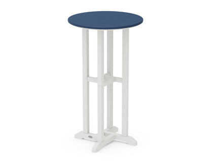 POLYWOOD® Contempo 24" Round Bar Table in White / Navy