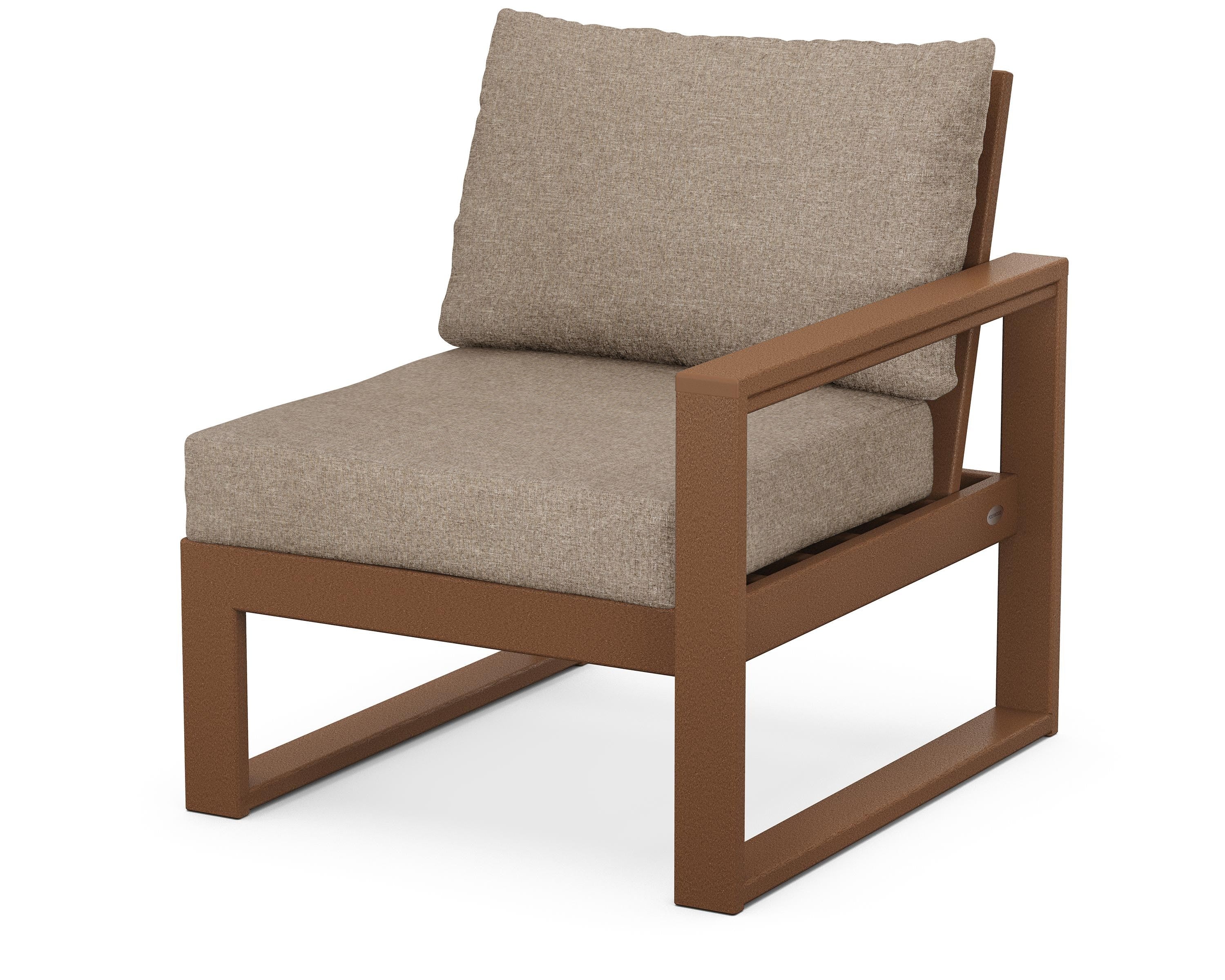POLYWOOD® EDGE Modular Right Arm Chair in Teak / Spiced Burlap