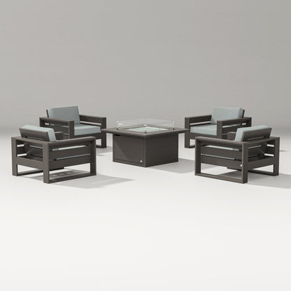 PW Designer Series Latitude 5-Piece Lounge Fire Table Set in Vintage Coffee / Spa