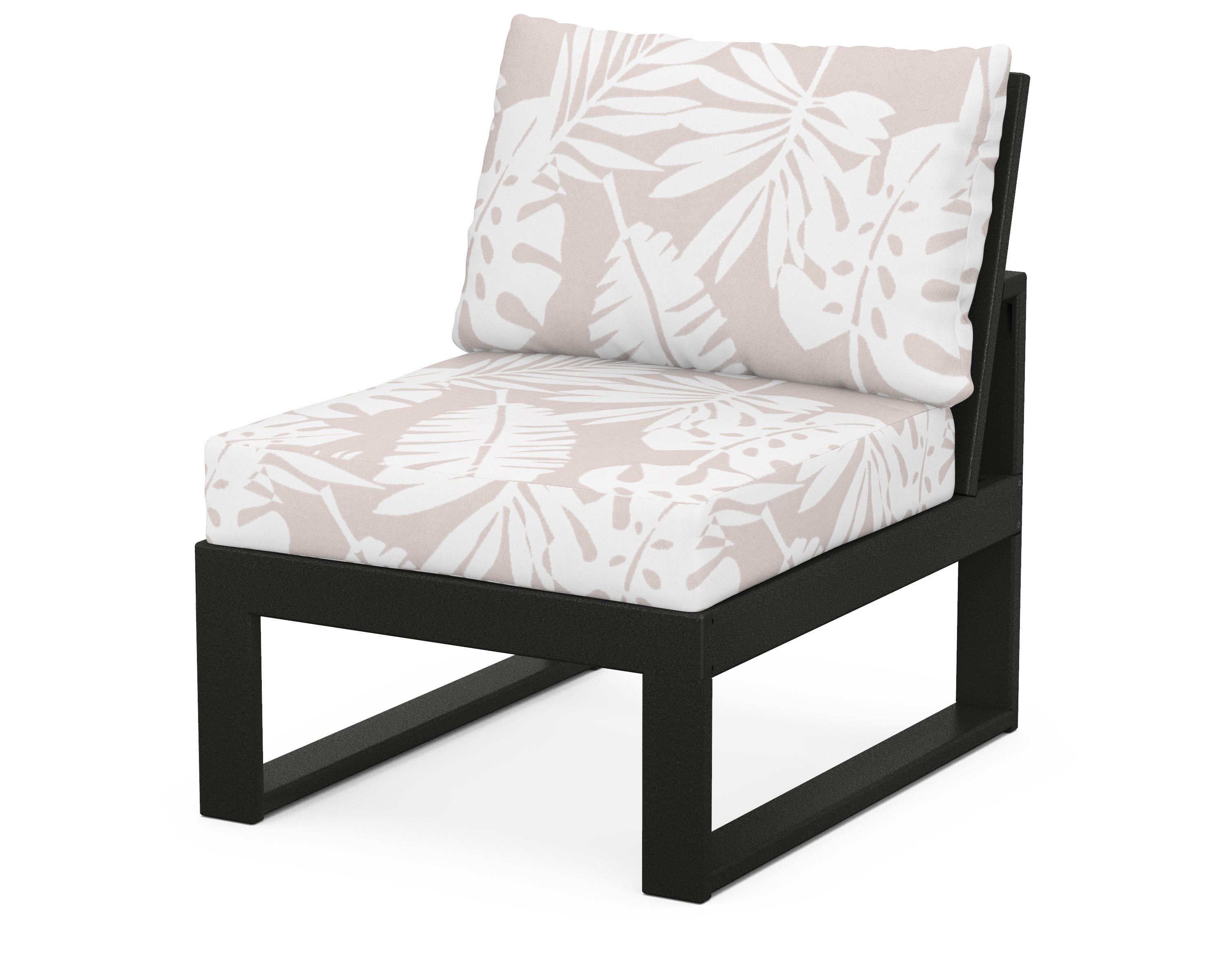 Unbranded Modular Armless Chair in Black / Leaf Dune Burlap