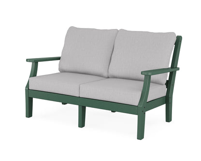 Martha Stewart by POLYWOOD® Chinoiserie Deep Seating Loveseat in Green / Granite