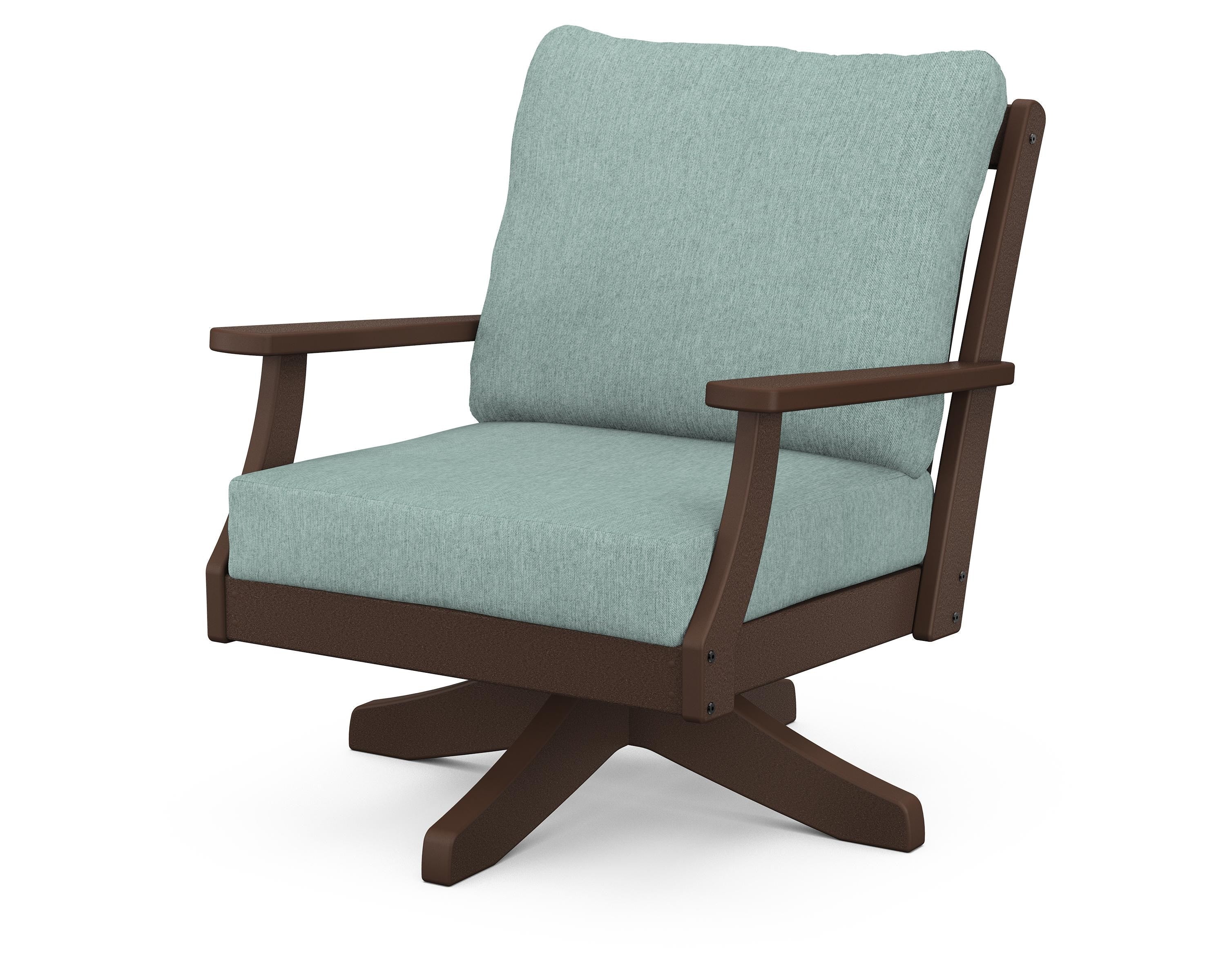 POLYWOOD® Braxton Deep Seating Swivel Chair in Mahogany / Glacier Spa