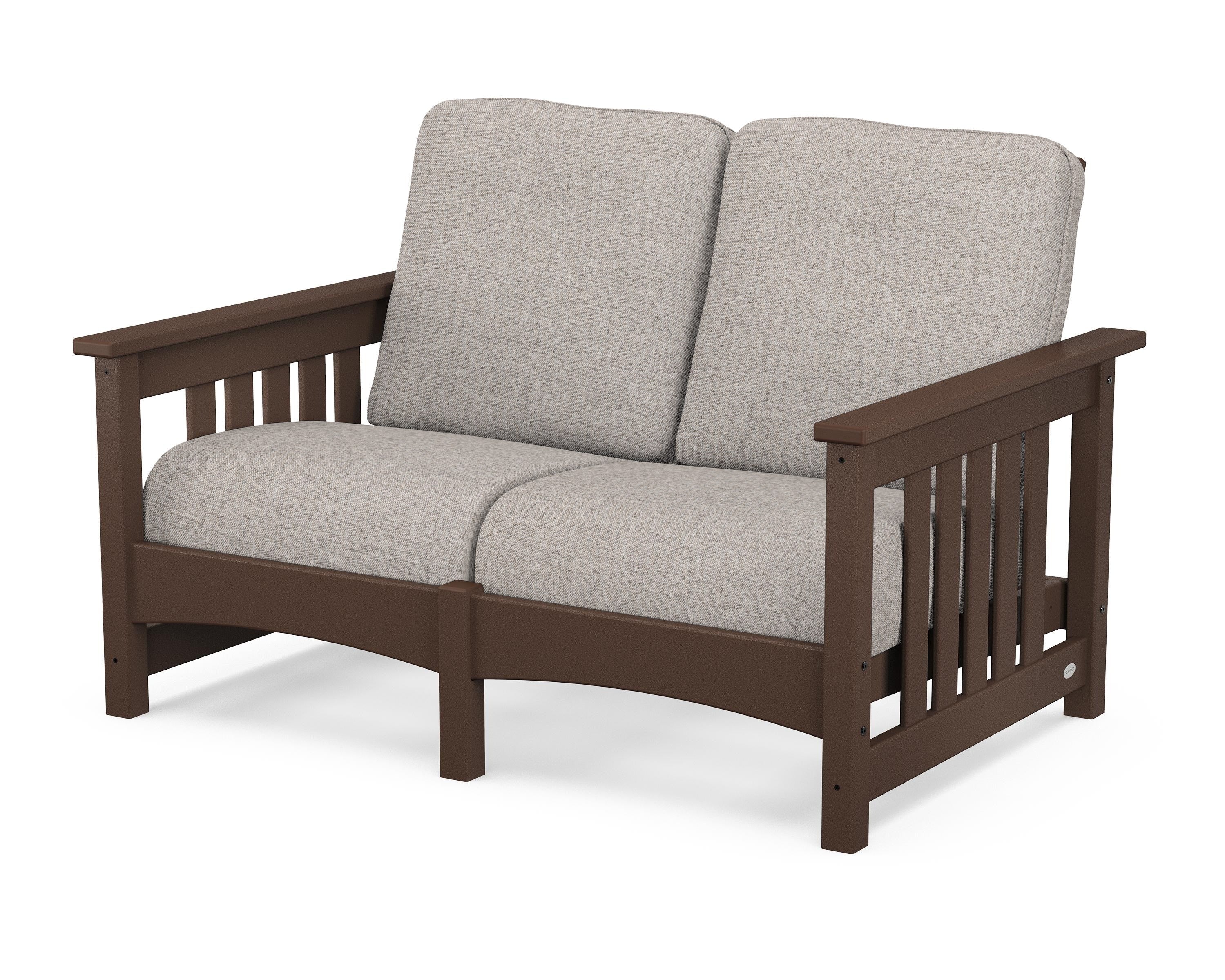 POLYWOOD® Club Mission Loveseat in Mahogany / Weathered Tweed