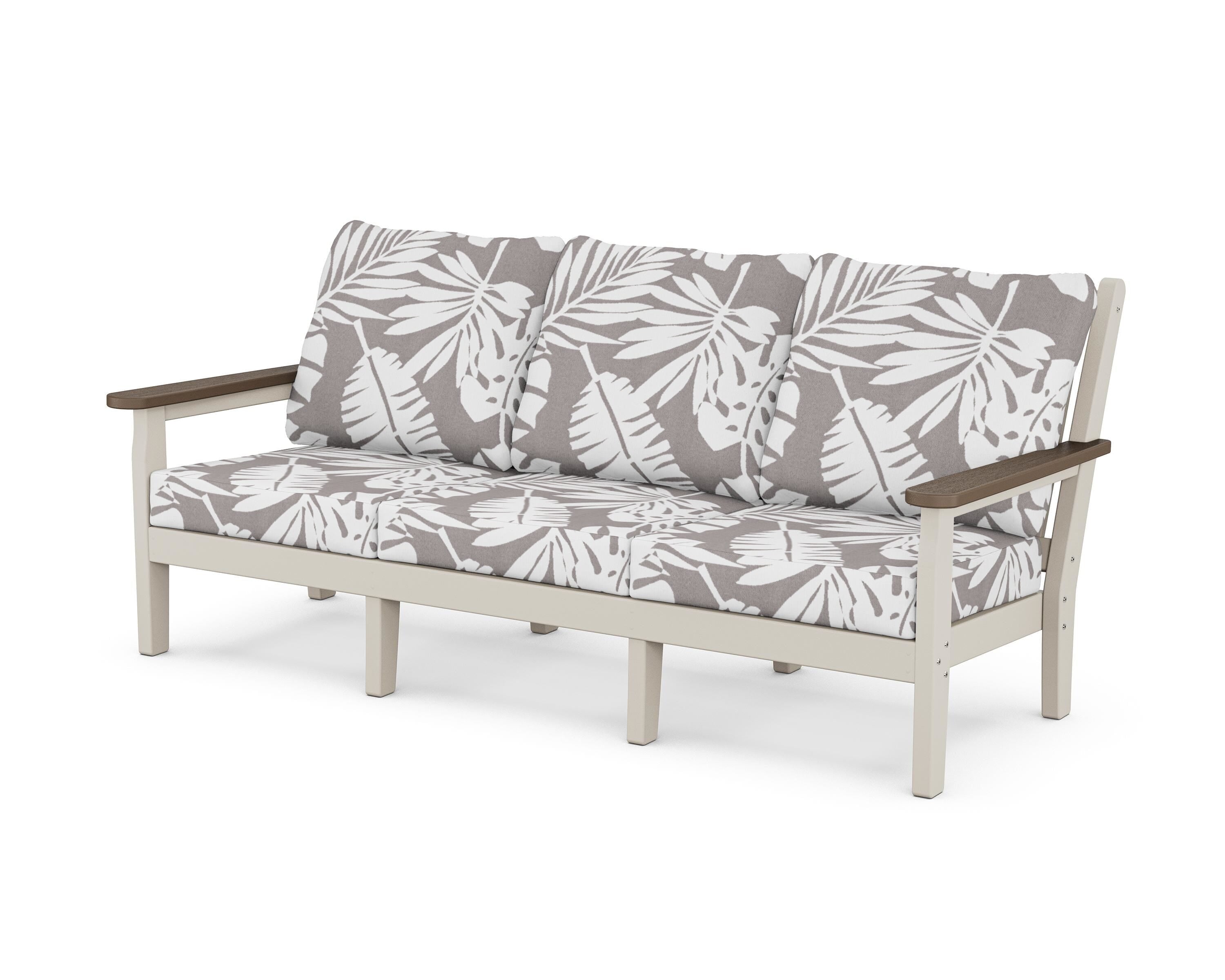 POLYWOOD® Chippendale Deep Seating Sofa in Sand / Kona / Leaf Grey Mist