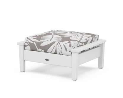 POLYWOOD® Prescott Deep Seating Ottoman in White / Leaf Grey Mist