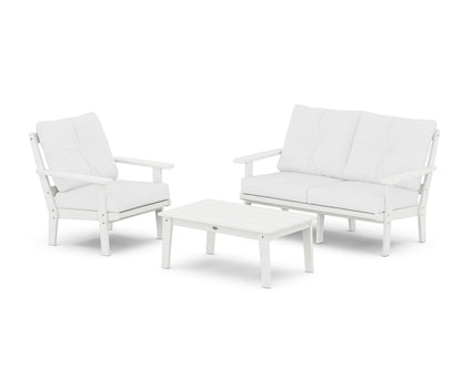 POLYWOOD® Prairie 3-Piece Deep Seating Set with Loveseat in White / Natural