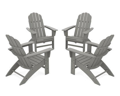 POLYWOOD® 4-Piece Vineyard Curveback Adirondack Chair Conversation Set in Slate Grey