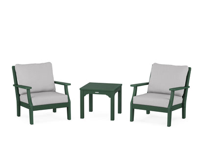 Martha Stewart by POLYWOOD® Chinoiserie 3-Piece Deep Seating Set in Green / Granite