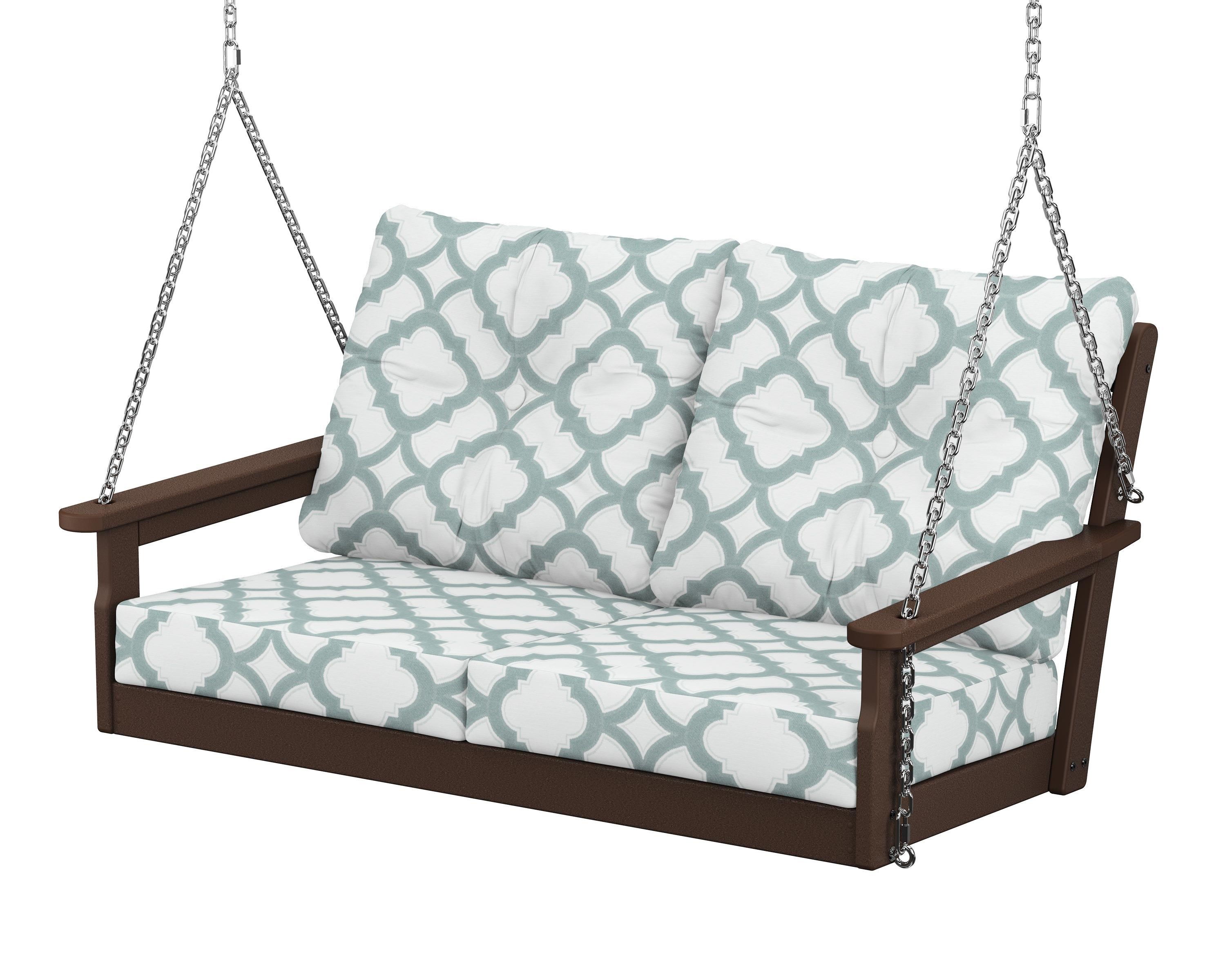POLYWOOD® Vineyard Deep Seating Swing in Mahogany / Trellis Glacier Spa