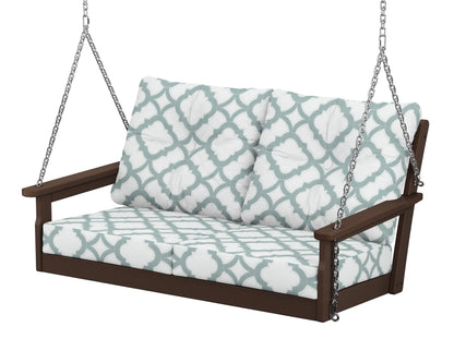 POLYWOOD® Vineyard Deep Seating Swing in Mahogany / Trellis Glacier Spa
