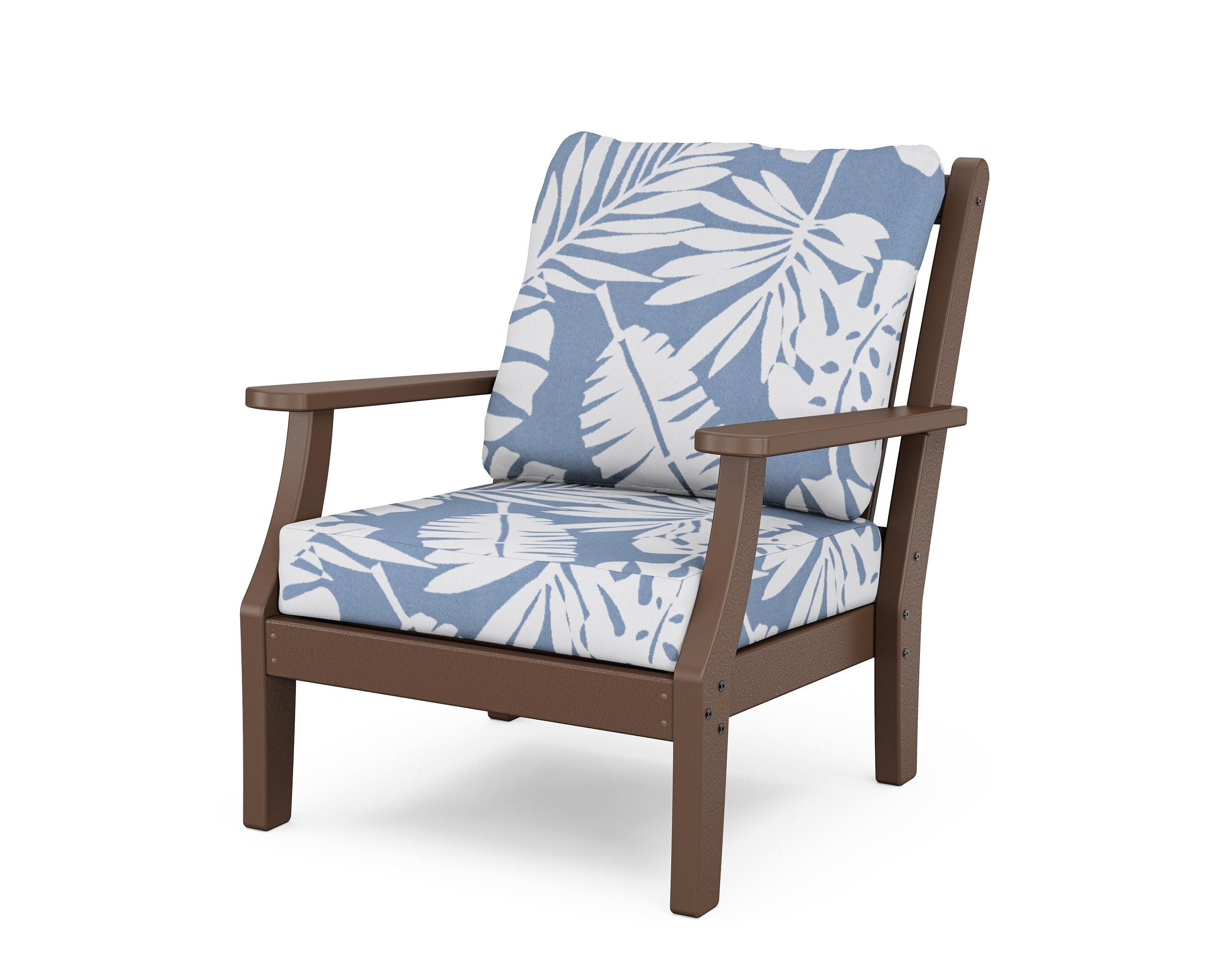 Country Living Wovendale Deep Seating Chair in Mahogany / Leaf Sky Blue