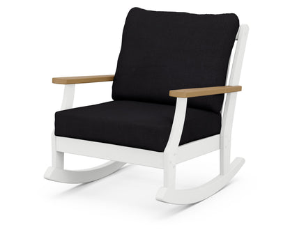 POLYWOOD® Braxton Deep Seating Rocking Chair in White / Natural / Midnight Linen