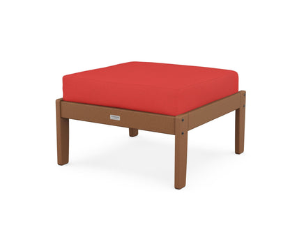 Country Living Cottage Deep Seating Ottoman in Teak / Crimson Linen