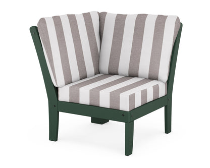 POLYWOOD® Braxton Modular Corner Chair in Green / Cabana Stripe Grey Mist