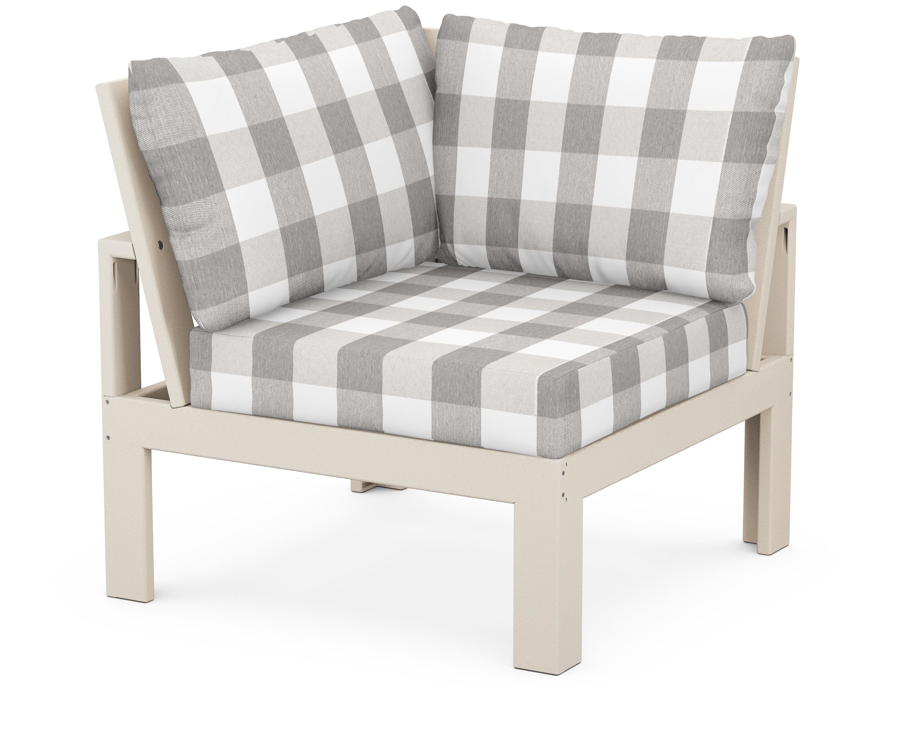 Unbranded Modular Corner Chair in Sand / Buffalo Plaid Grey Mist