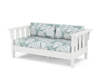 Martha Stewart by POLYWOOD® Acadia Deep Seating Loveseat in White / Leaf Glacier Spa