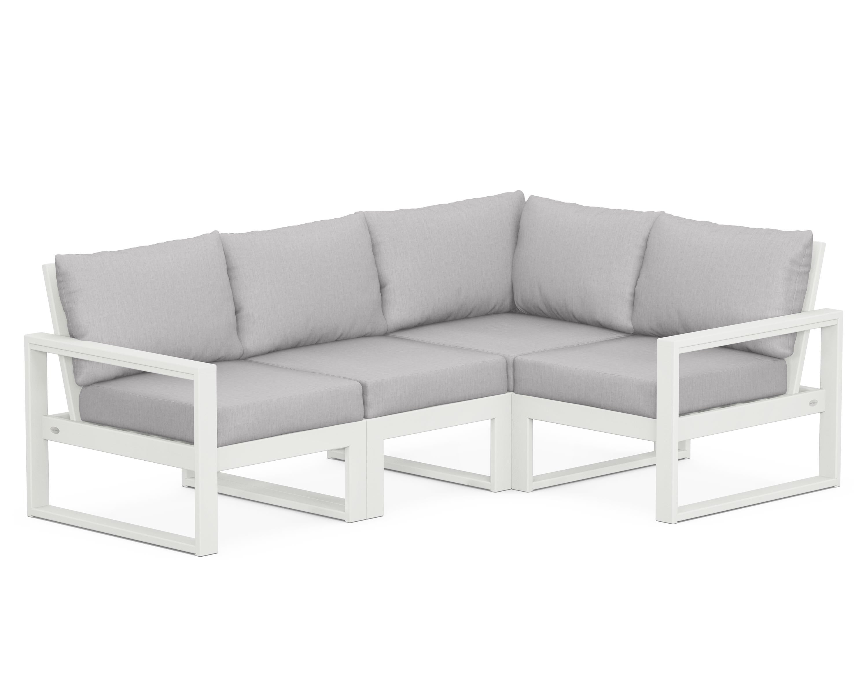 POLYWOOD® EDGE 4-Piece Modular Deep Seating Set in Vintage White / Granite