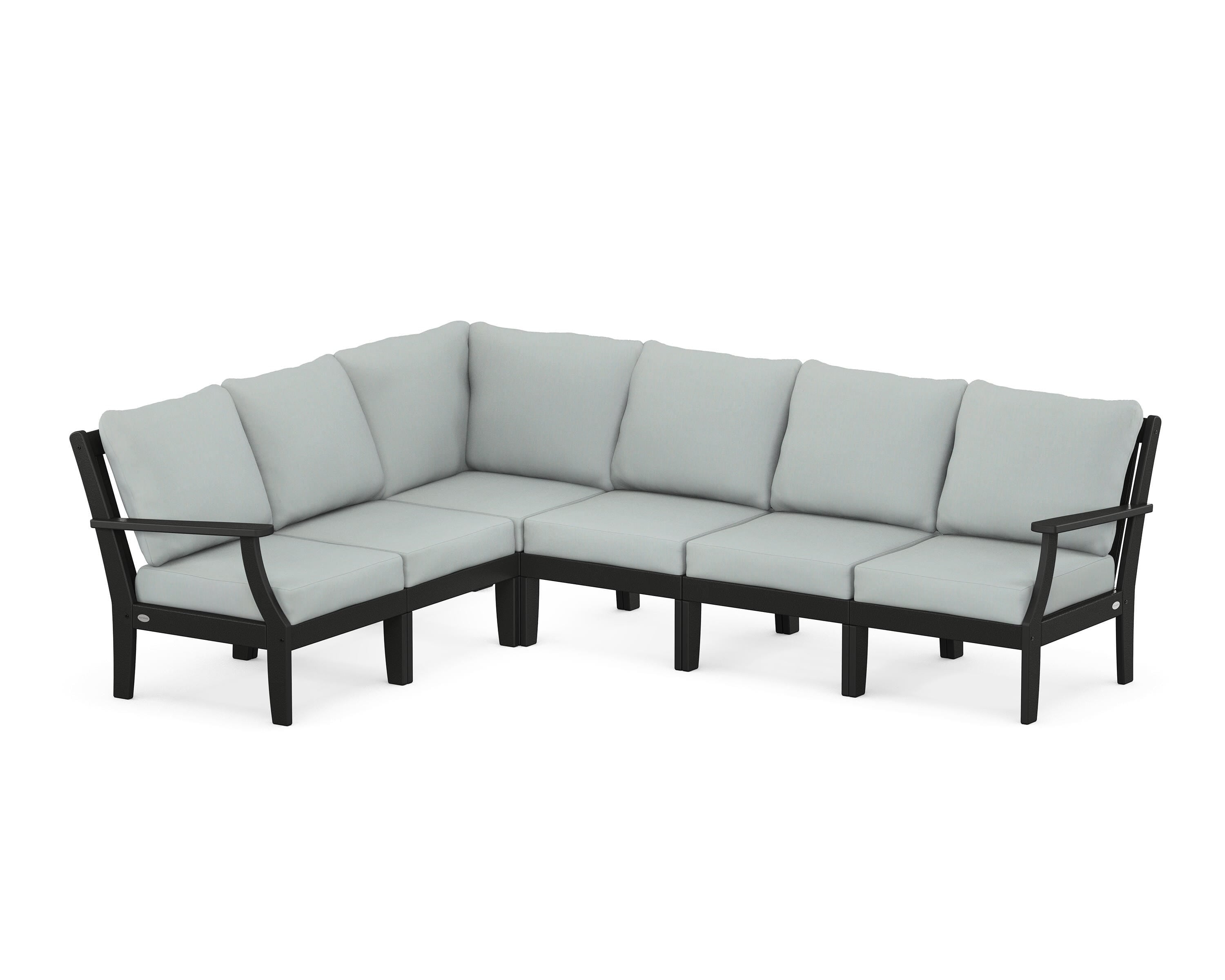 POLYWOOD® Braxton Modular 6-Piece Deep Seating Set in Black / Spa