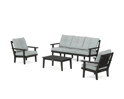 POLYWOOD® Oxford 4-Piece Deep Seating Set with Sofa in Black / Spa