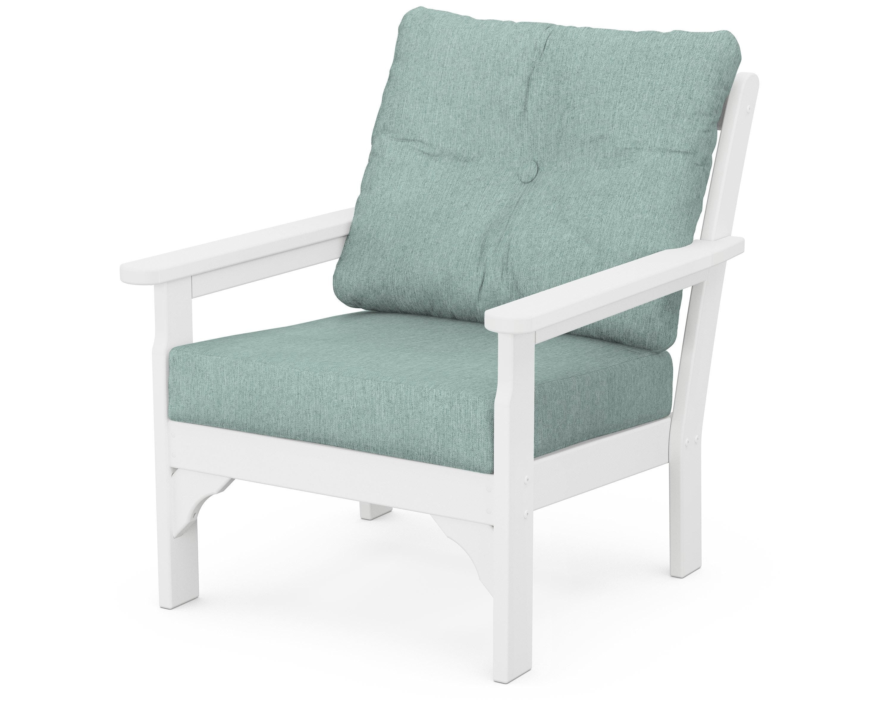 POLYWOOD® Vineyard Deep Seating Chair in White / Glacier Spa