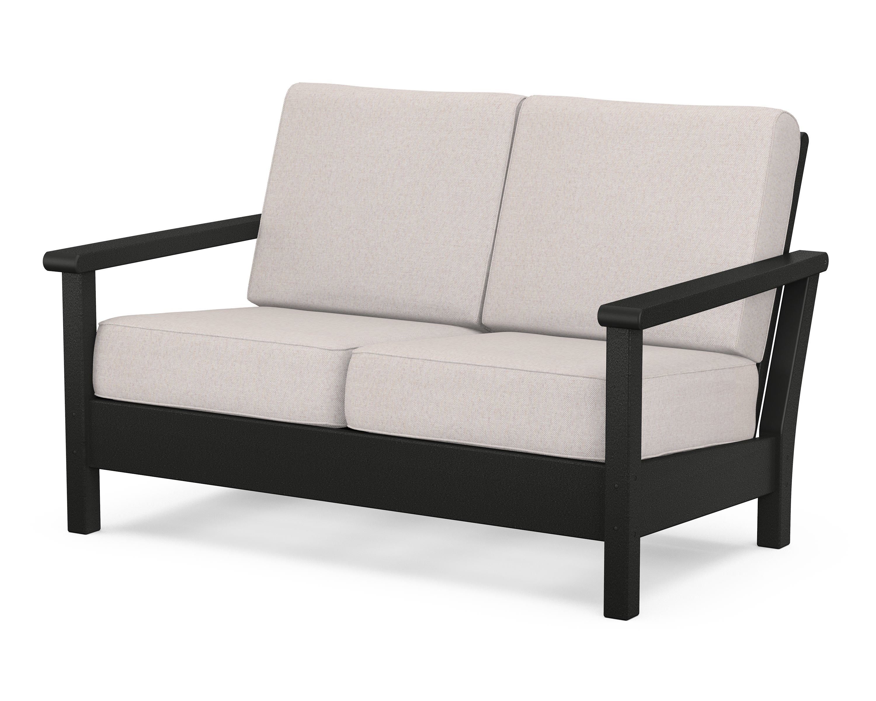 POLYWOOD® Harbour Deep Seating Loveseat in Black / Dune Burlap