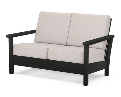 POLYWOOD® Harbour Deep Seating Loveseat in Black / Dune Burlap