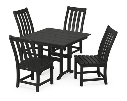 POLYWOOD® Vineyard Side Chair 5-Piece Farmhouse Dining Set in Black