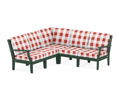 POLYWOOD® Braxton Modular 5-Piece Deep Seating Set in Green / Buffalo Plaid Crimson