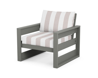 POLYWOOD® Westport Club Chair in Slate Grey / Cabana Stripe Dune Burlap