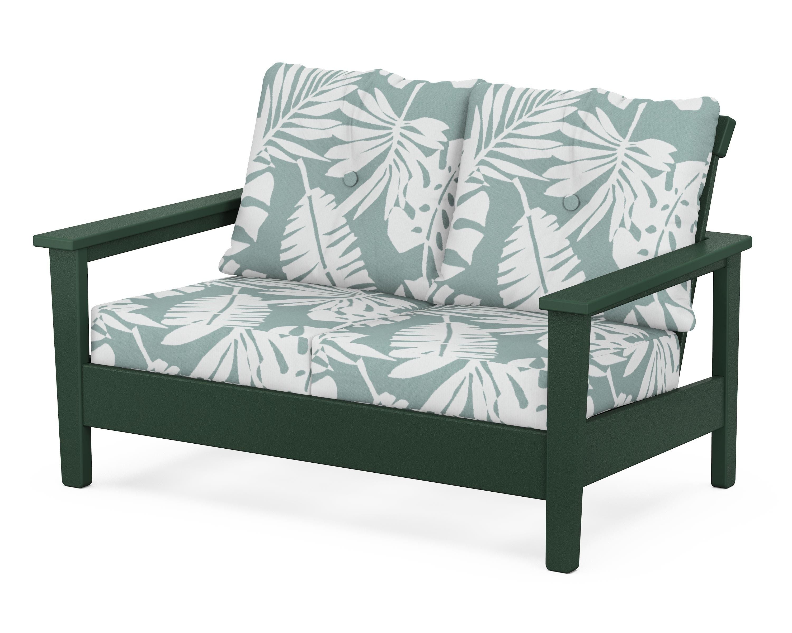 POLYWOOD® Prescott Deep Seating Loveseat in Green / Leaf Glacier Spa