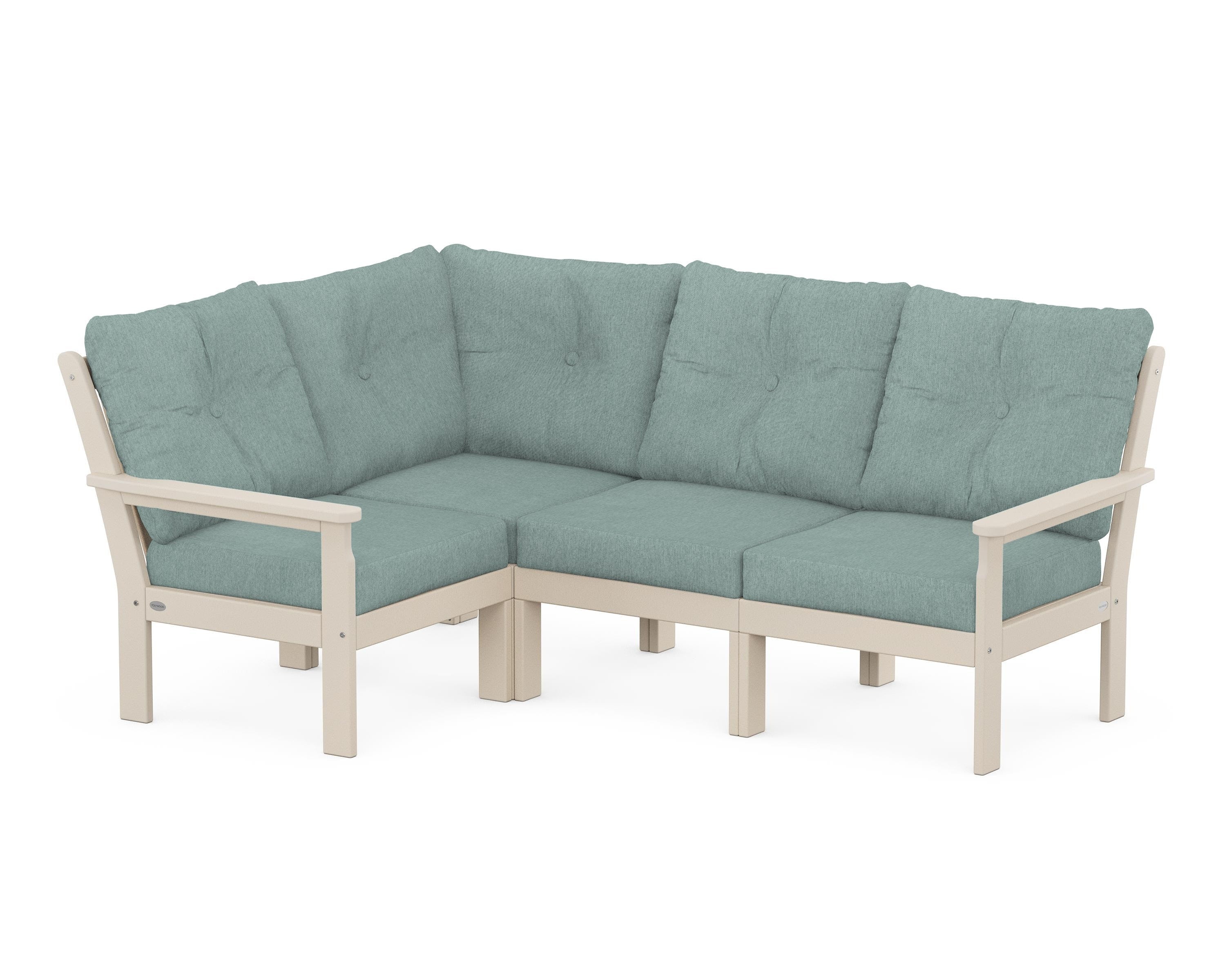 POLYWOOD® Vineyard 4-Piece Sectional in Sand / Glacier Spa