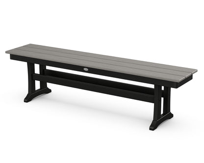 POLYWOOD® Farmhouse Trestle 65" Bench in Black / Driftwood