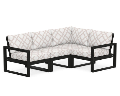 POLYWOOD® EDGE 4-Piece Modular Deep Seating Set in Black / Trellis Dune Burlap