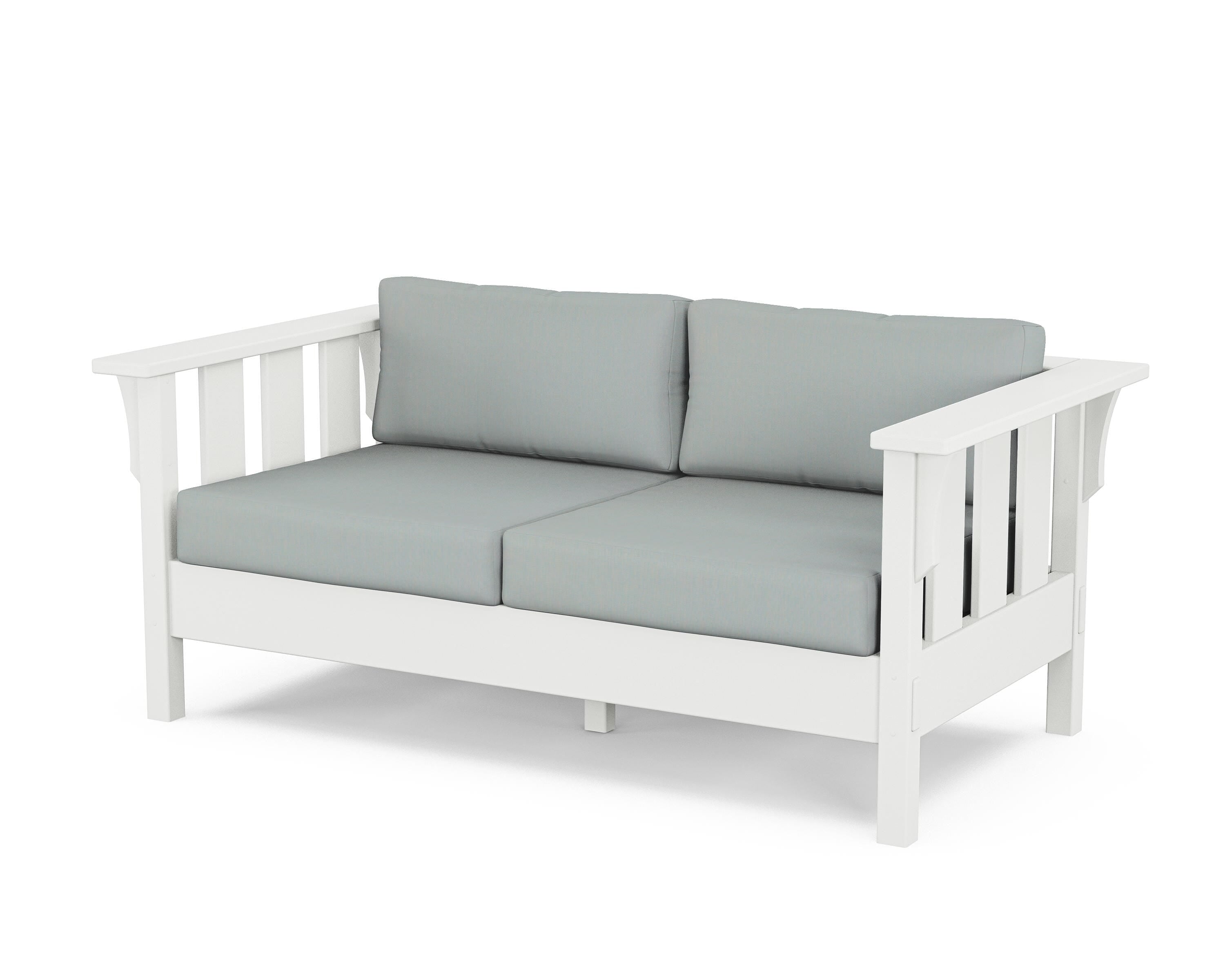 Martha Stewart by POLYWOOD® Acadia Deep Seating Loveseat in White / Spa