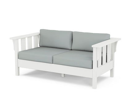 Martha Stewart by POLYWOOD® Acadia Deep Seating Loveseat in White / Spa