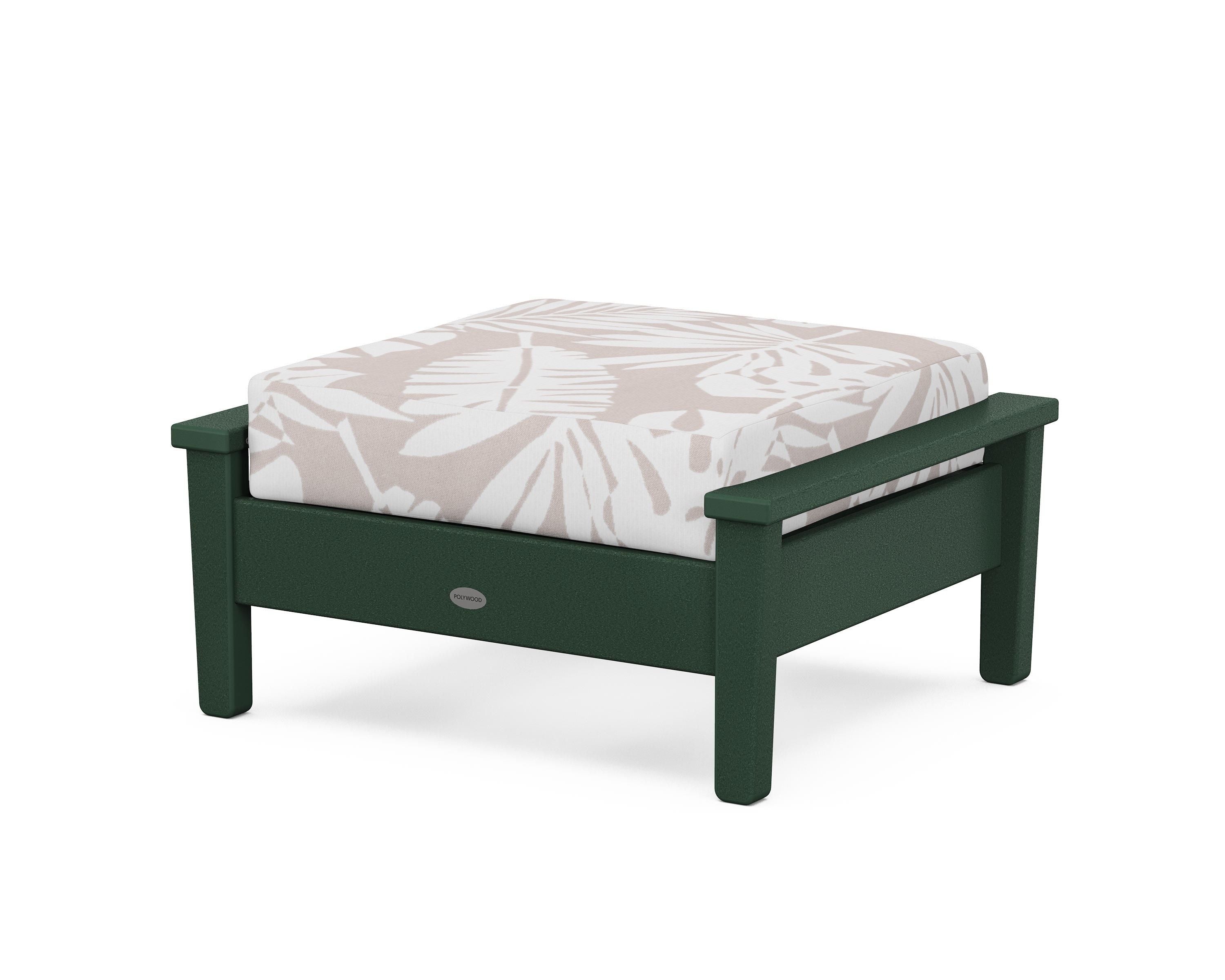 POLYWOOD® Prescott Deep Seating Ottoman in Green / Leaf Dune Burlap