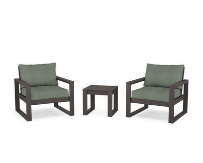 POLYWOOD® EDGE Sectional 3-Piece Deep Seating Set in Vintage Coffee / Cast Sage
