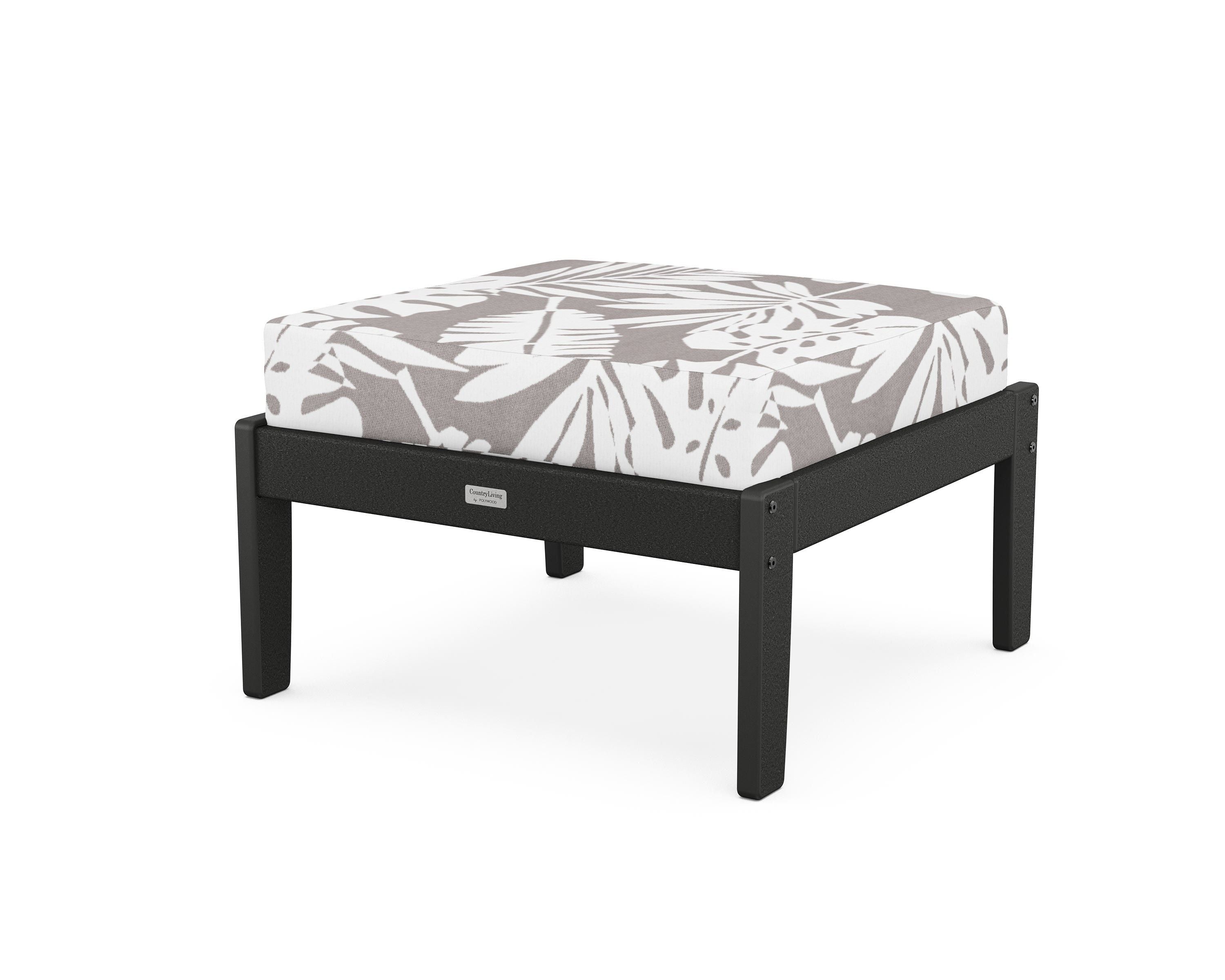 Country Living Cottage Deep Seating Ottoman in Black / Leaf Grey Mist