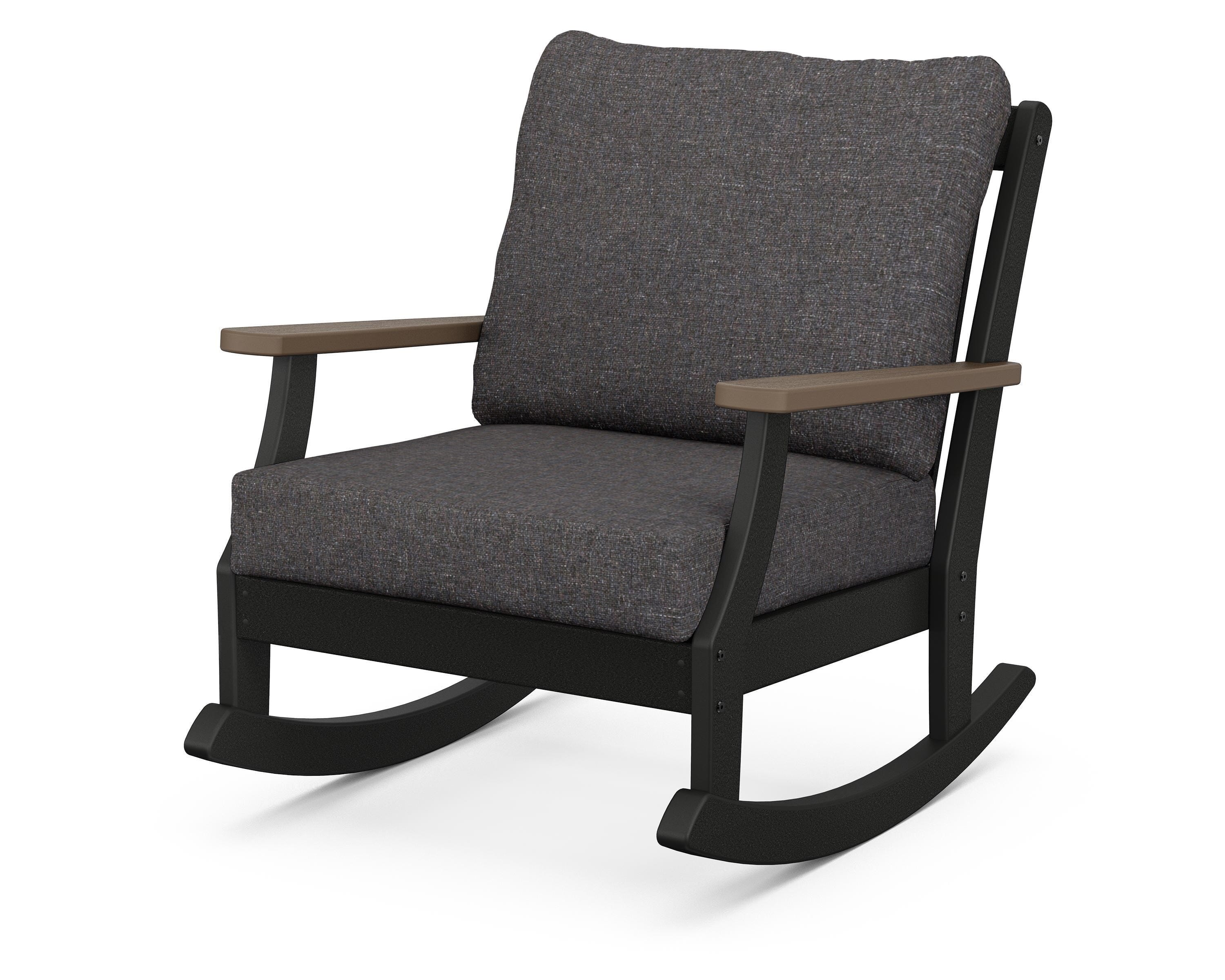 POLYWOOD® Braxton Deep Seating Rocking Chair in Black / Kona / Ash Charcoal