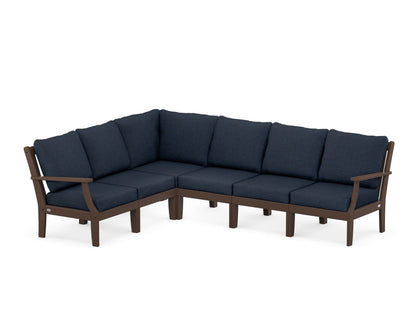 POLYWOOD® Braxton Modular 6-Piece Deep Seating Set in Mahogany / Marine Indigo