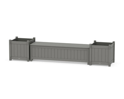 POLYWOOD® 60" Vineyard Straight Planter Storage Bench Set- Large in Slate Grey