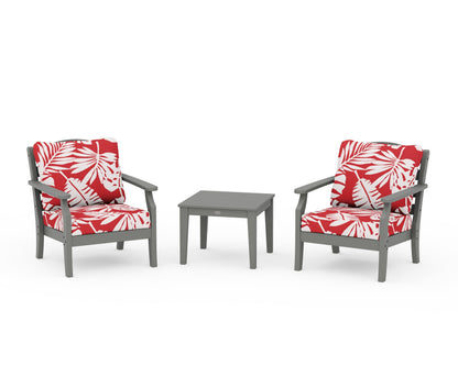 Draper James™ by  POLYWOOD® Savannah 3-Piece Deep Seating Set in Slate Grey / Leaf Crimson