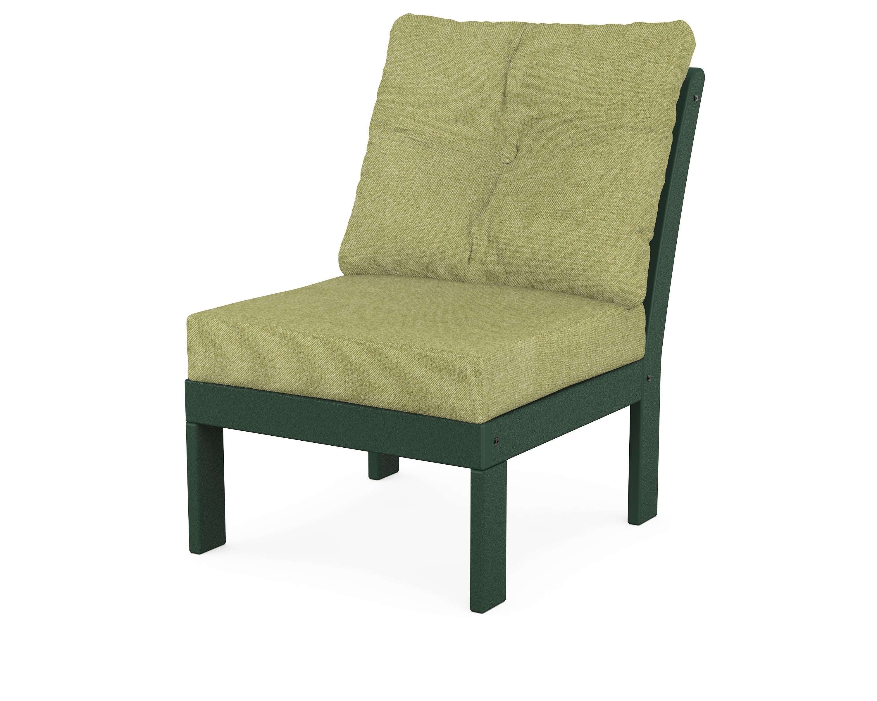 POLYWOOD® Vineyard Modular Armless Chair in Green / Chartreuse Boucle