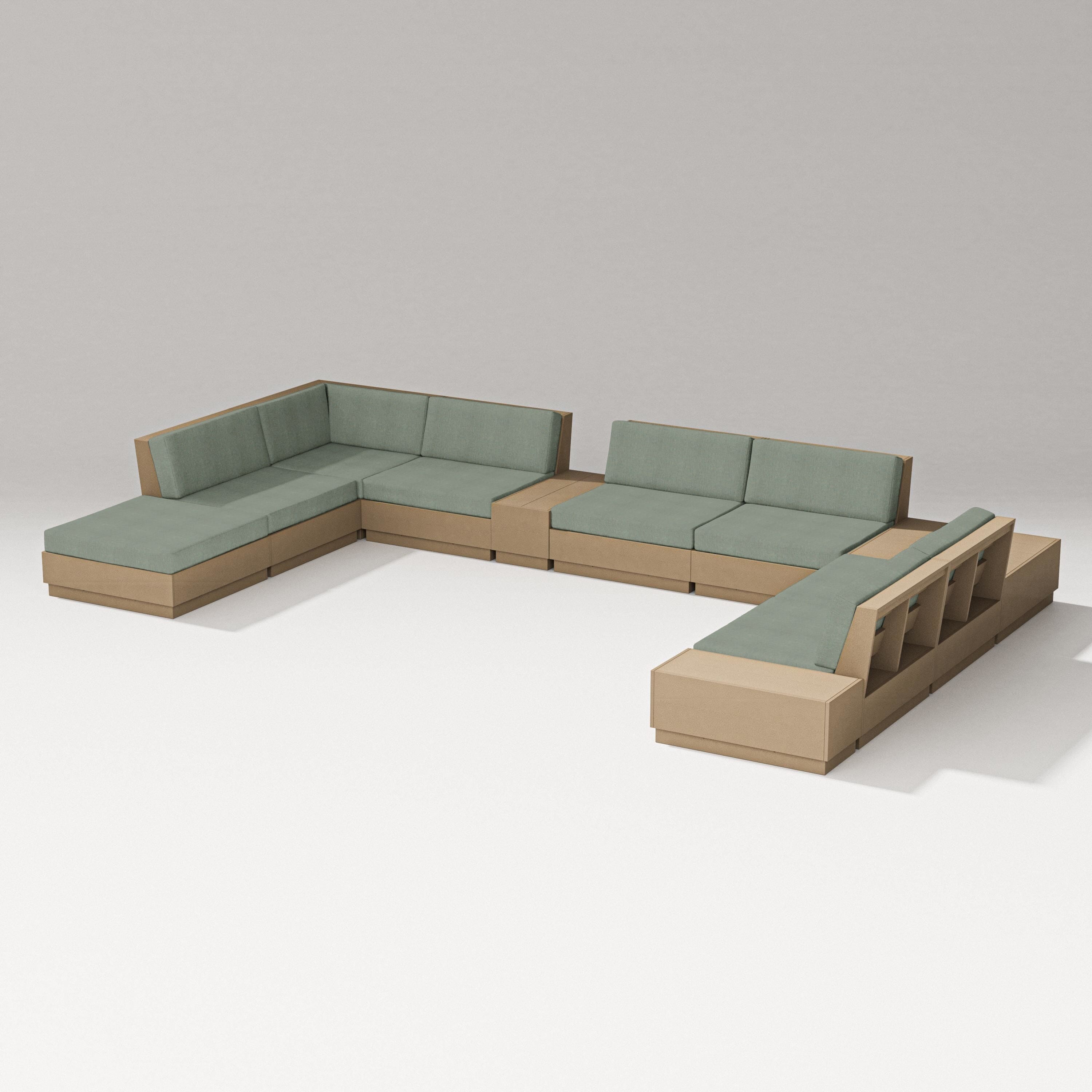 PW Designer Series Elevate 11-Piece Conversation Sectional Set in Vintage Sahara / Cast Sage
