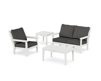 POLYWOOD® Chippendale 4-Piece Deep Seating Set in White / Spectrum Carbon