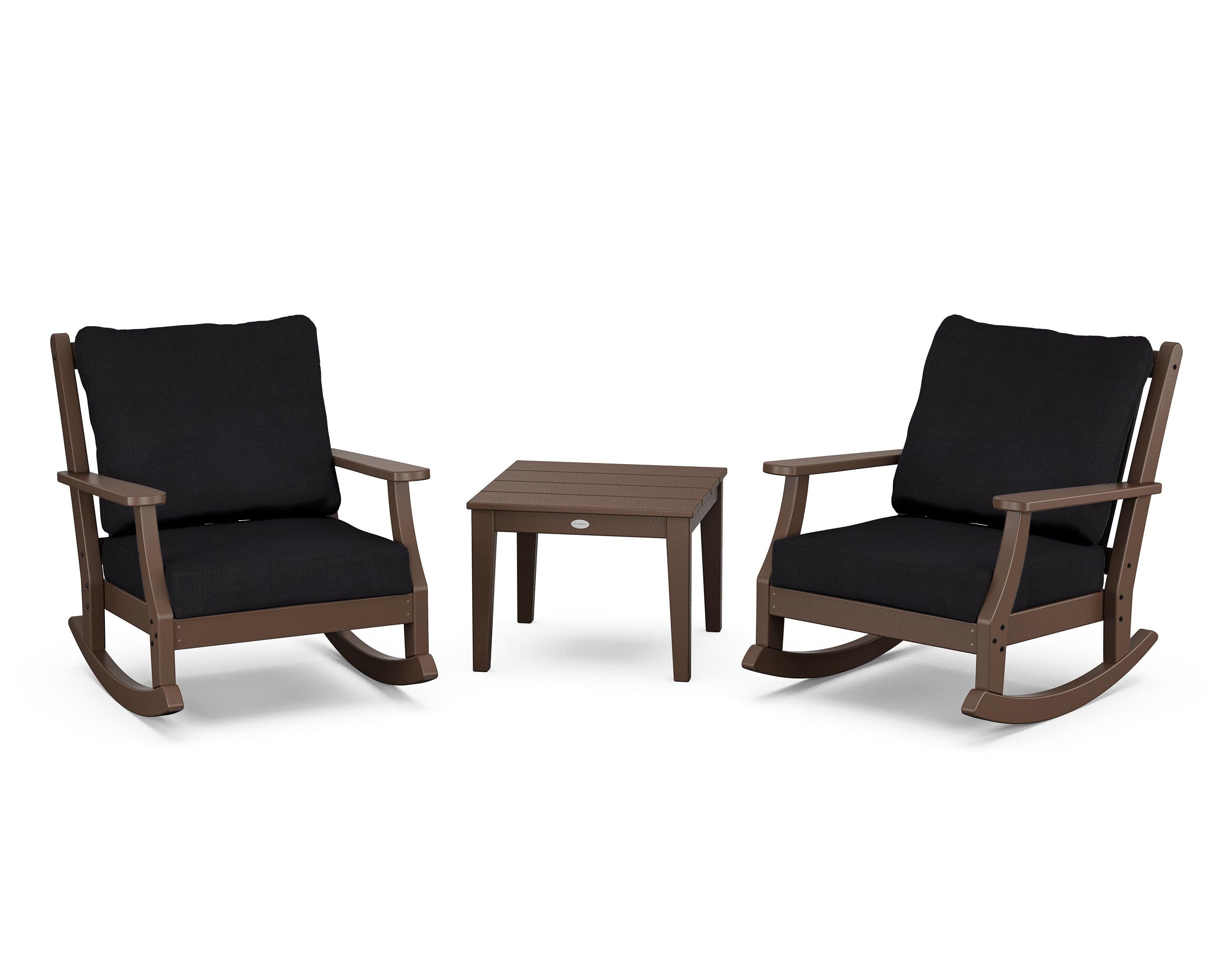 Country Living Wovendale 3-Piece Deep Seating Rocker Set in Mahogany / Midnight Linen