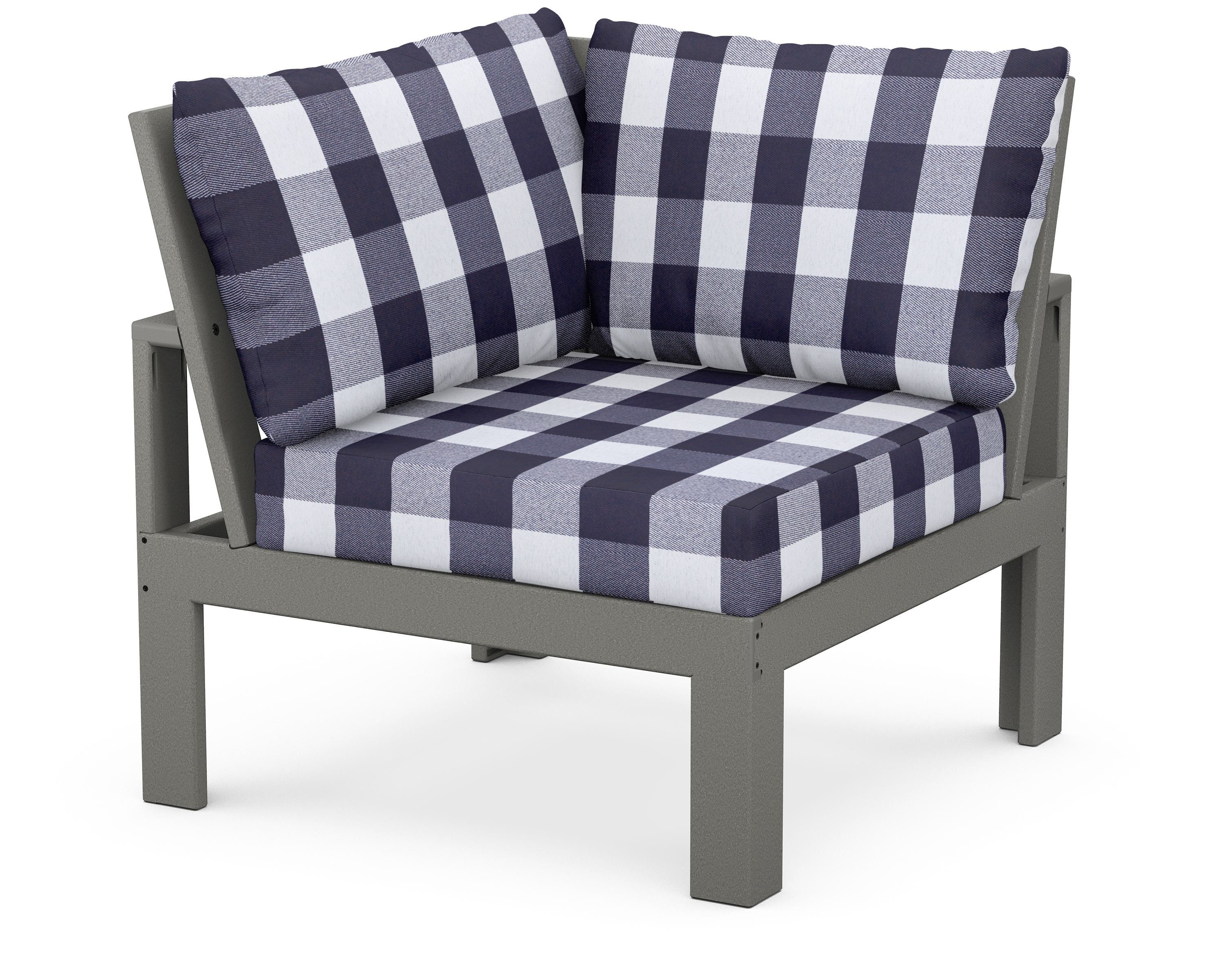 Unbranded Modular Corner Chair in Slate Grey / Buffalo Plaid Navy