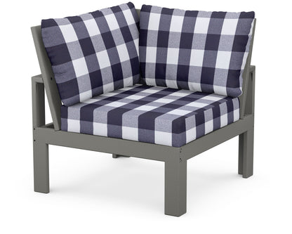 Unbranded Modular Corner Chair in Slate Grey / Buffalo Plaid Navy