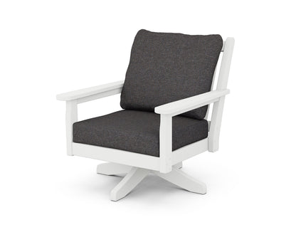 POLYWOOD® Chippendale Deep Seating Swivel Chair in White / Ash Charcoal