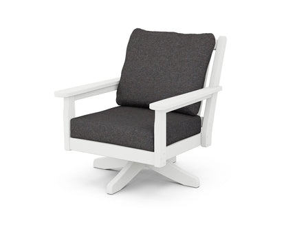 Chippendale Deep Seating Swivel Chair - White